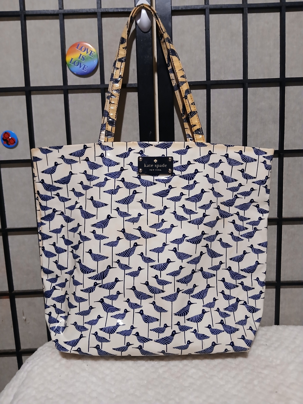 kate spade New York Navy & Cream Bird-Print Tote Bag